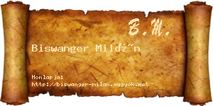 Biswanger Milán névjegykártya